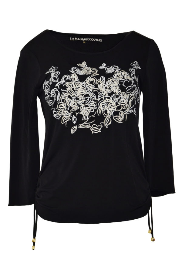 Shirt mit "art-flower-embroidery", Langarm