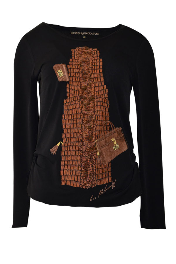 Shirt mit "kroko & kroko bags -embroidery" Langarm