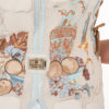 Couture-Weste mit 2 Motiven in "Still-Life-embroidery", Lederpatches, Fuchsfellbesatz und Sicherheitstasche