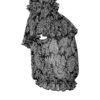 Carmenbluse mit breiten Volant und Schleife aus schwarz -weißen pflegeleichtem Crash