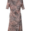 Kleid aus reiner Seide in apricot-schwarz-weiß, mit Lackkontrasten, Multisize, Kurzarm
