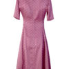 Kleid aus reiner Seide in pink-weißen Tupfenprint, mit Glockeneinsätzen, seitlichen Taschen, Multisize, Kurzarm