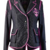 Blazer mit "heraldic-embroidery" 4 Motive und gestickter Bordüre, aus Schurwolle & Seide Gemisch mit Jaquardfutter