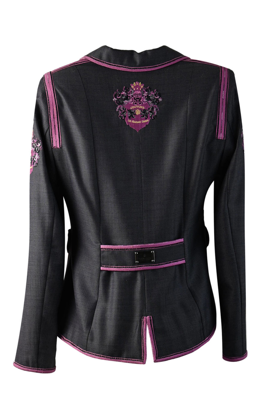 Blazer mit "heraldic-embroidery" 4 Motive und gestickter Bordüre, aus Schurwolle & Seide Gemisch mit Jaquardfutter